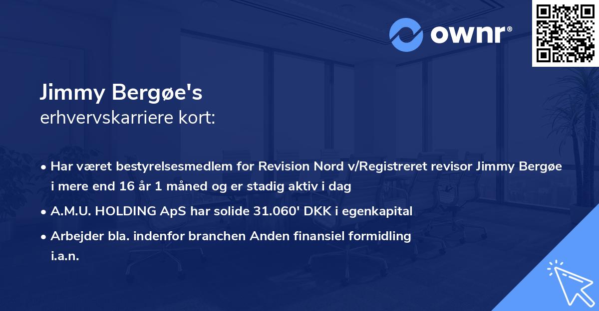 Jimmy Bergøe's erhvervskarriere kort