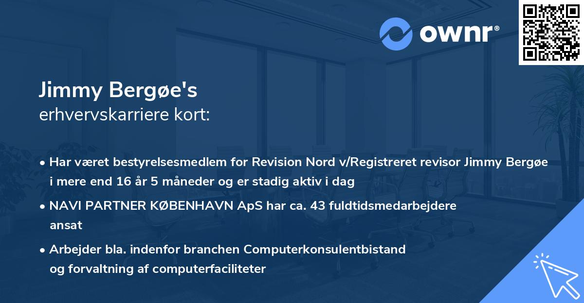 Jimmy Bergøe's erhvervskarriere kort