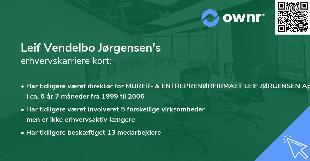 Leif Vendelbo Jørgensen's erhvervskarriere kort