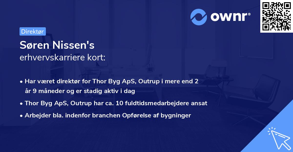 Søren Nissen's erhvervskarriere kort