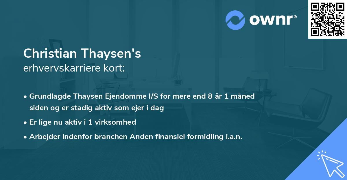Christian Thaysen's erhvervskarriere kort