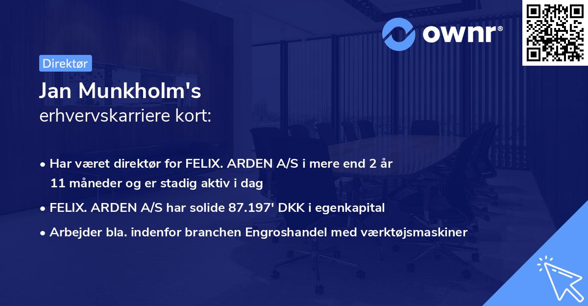 Jan Munkholm's erhvervskarriere kort