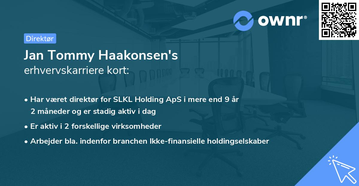 Jan Tommy Haakonsen's erhvervskarriere kort