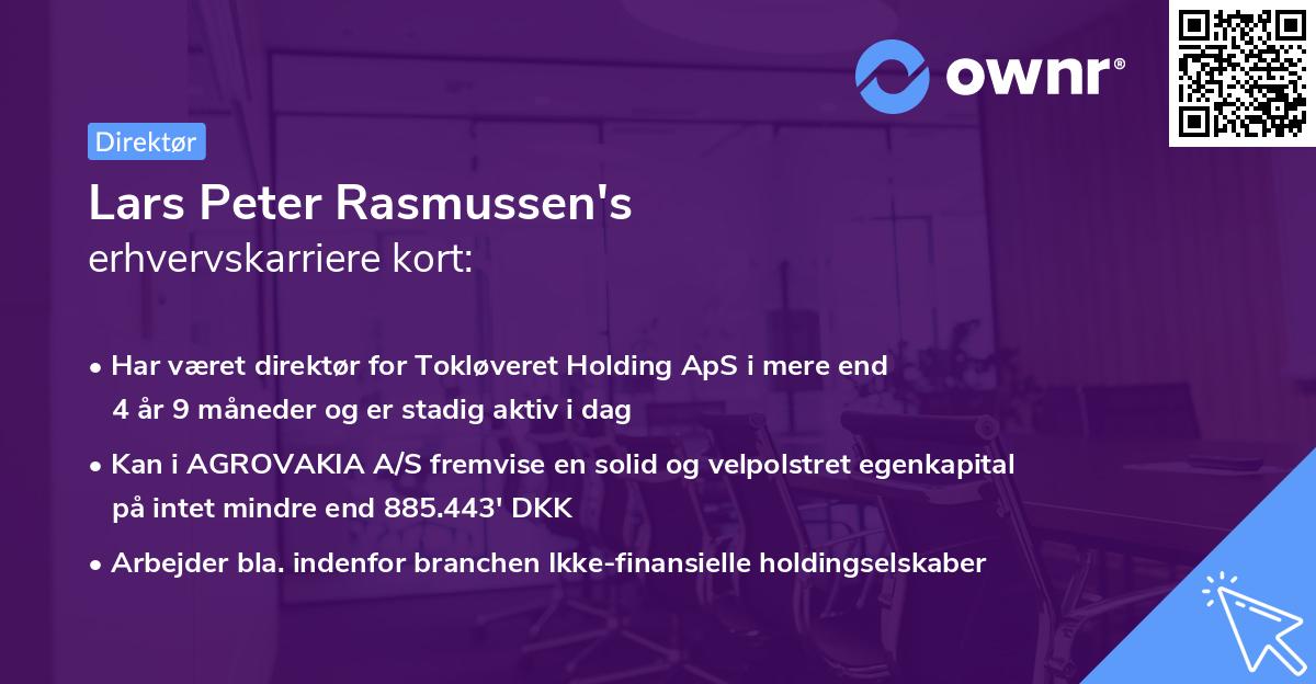 Lars Peter Rasmussen's erhvervskarriere kort