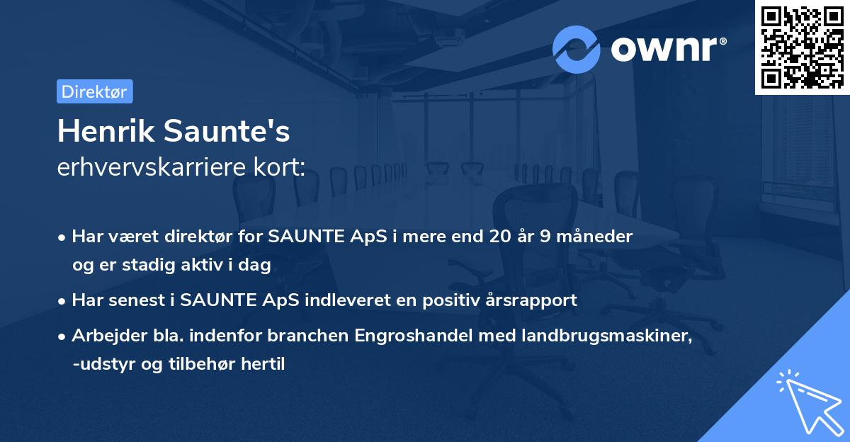 Henrik Saunte's erhvervskarriere kort