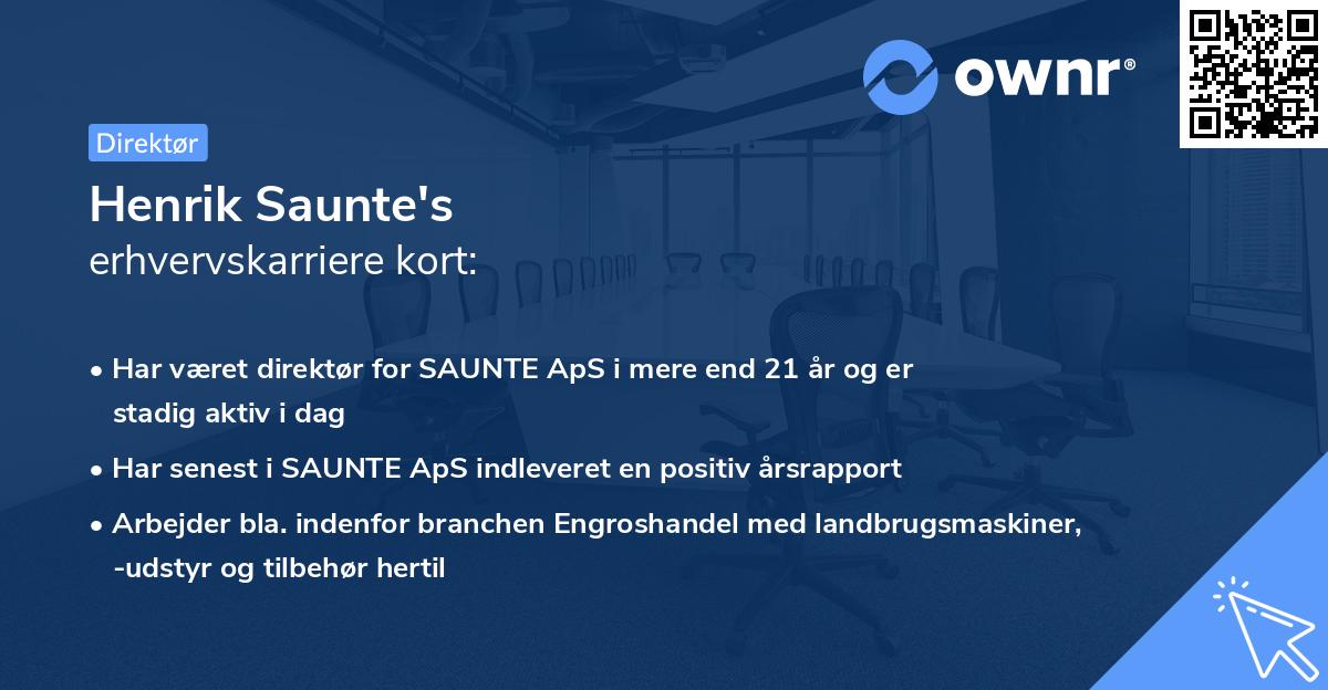 Henrik Saunte's erhvervskarriere kort
