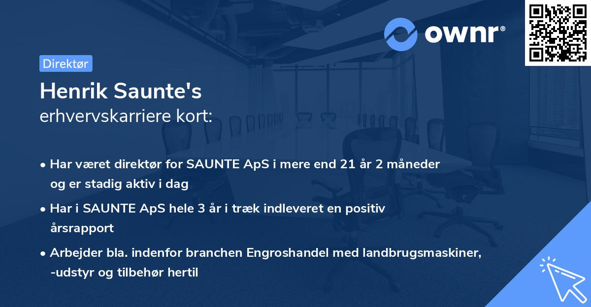 Henrik Saunte's erhvervskarriere kort