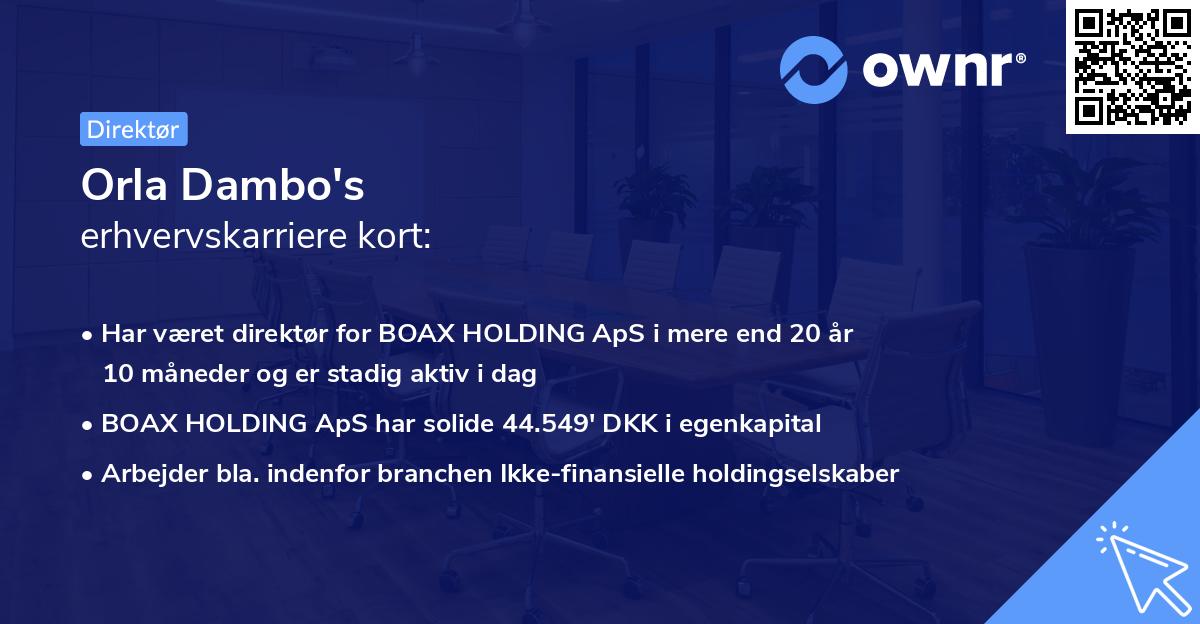 Orla Dambo's erhvervskarriere kort