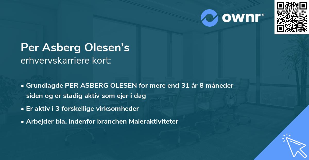 Per Asberg Olesen's erhvervskarriere kort