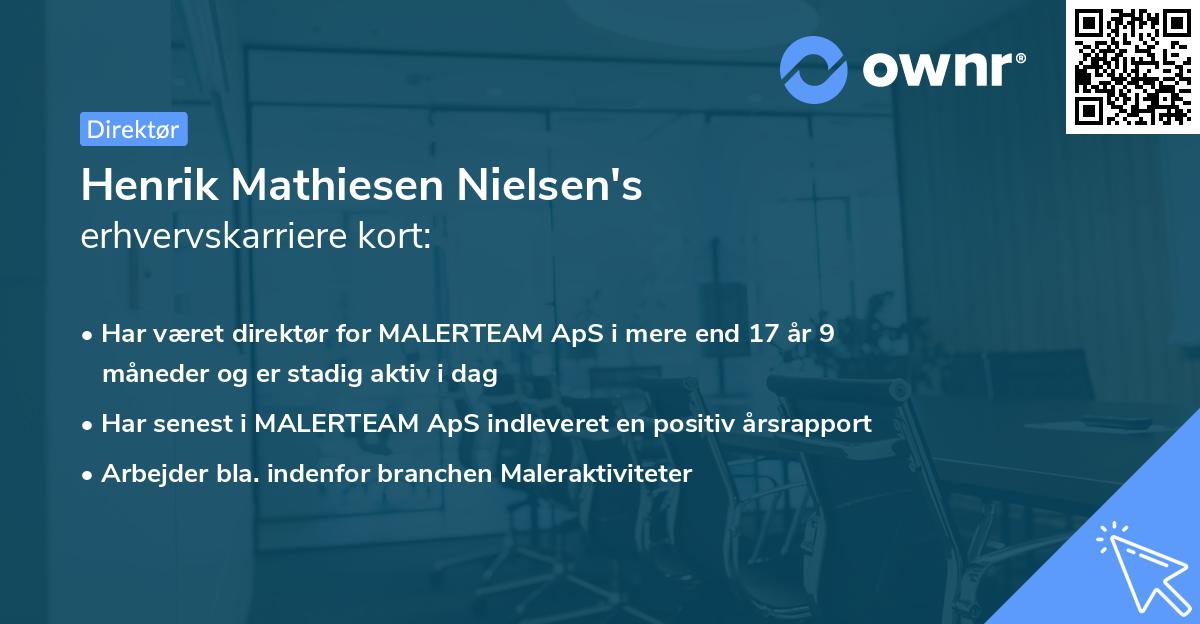 Henrik Mathiesen Nielsen's erhvervskarriere kort