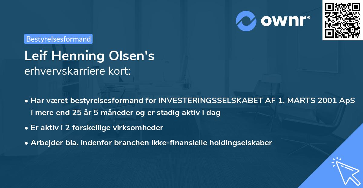 Leif Henning Olsen's erhvervskarriere kort