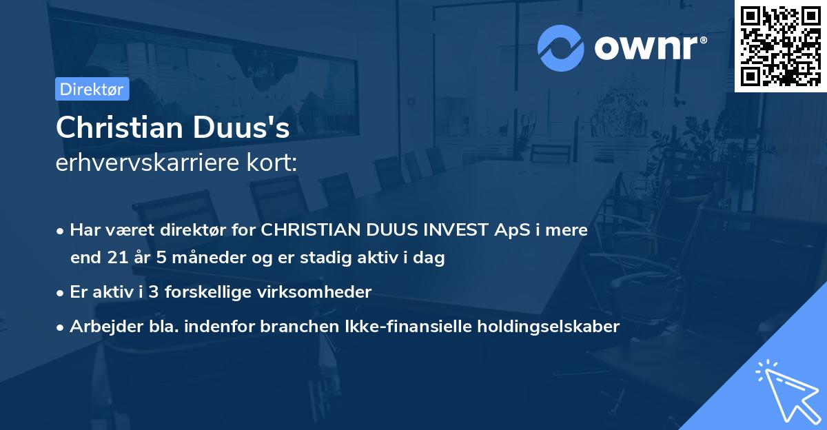 Christian Duus's erhvervskarriere kort