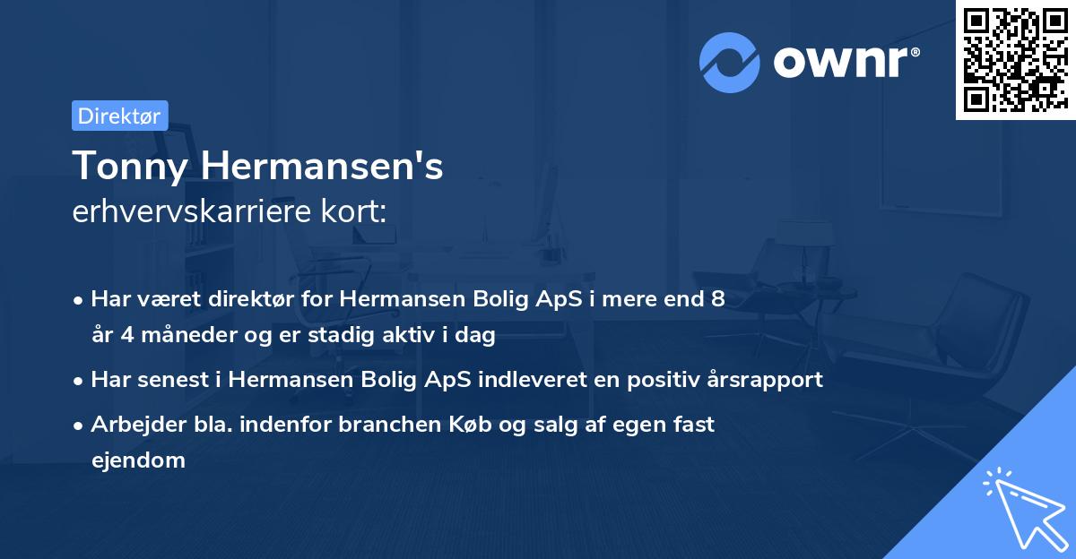 Tonny Hermansen's erhvervskarriere kort