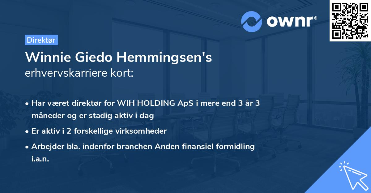 Winnie Giedo Hemmingsen's erhvervskarriere kort