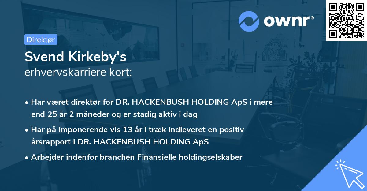 Svend Kirkeby's erhvervskarriere kort