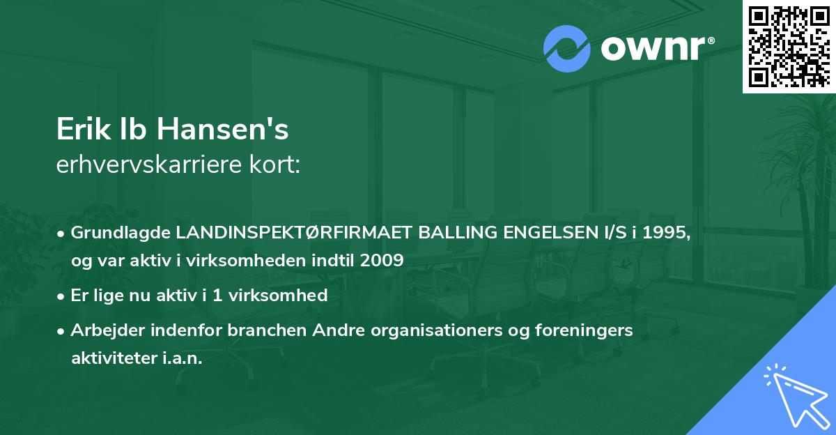 Erik Ib Hansen's erhvervskarriere kort