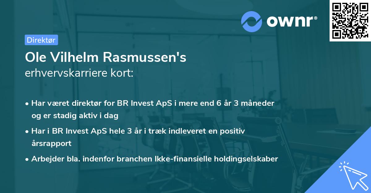 Ole Vilhelm Rasmussen's erhvervskarriere kort