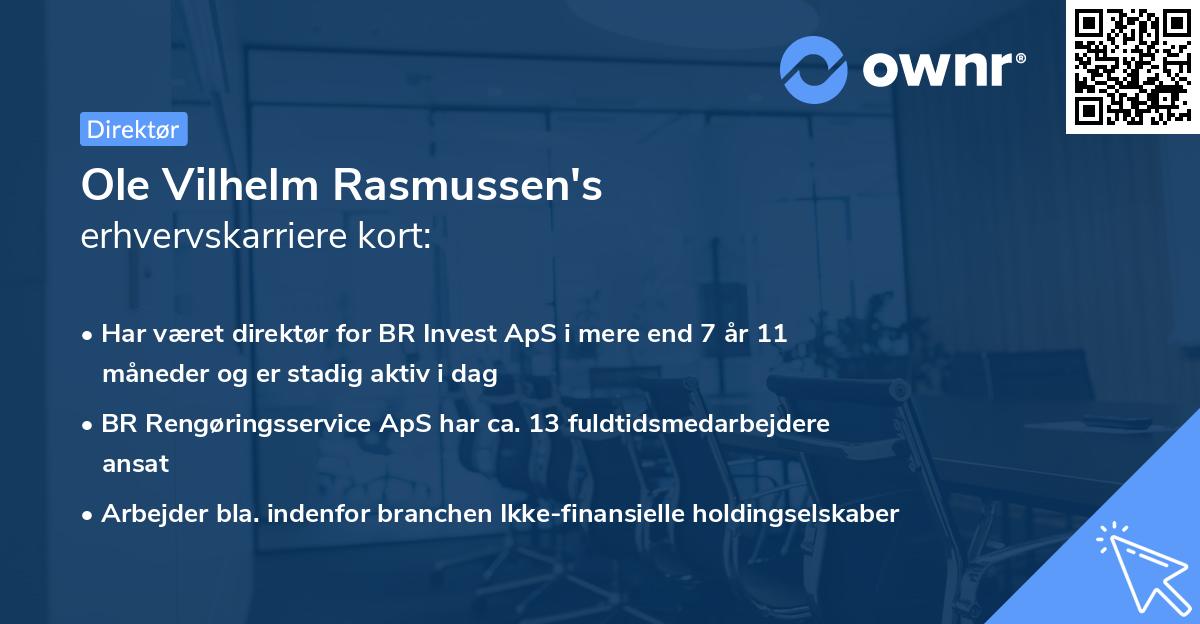 Ole Vilhelm Rasmussen's erhvervskarriere kort