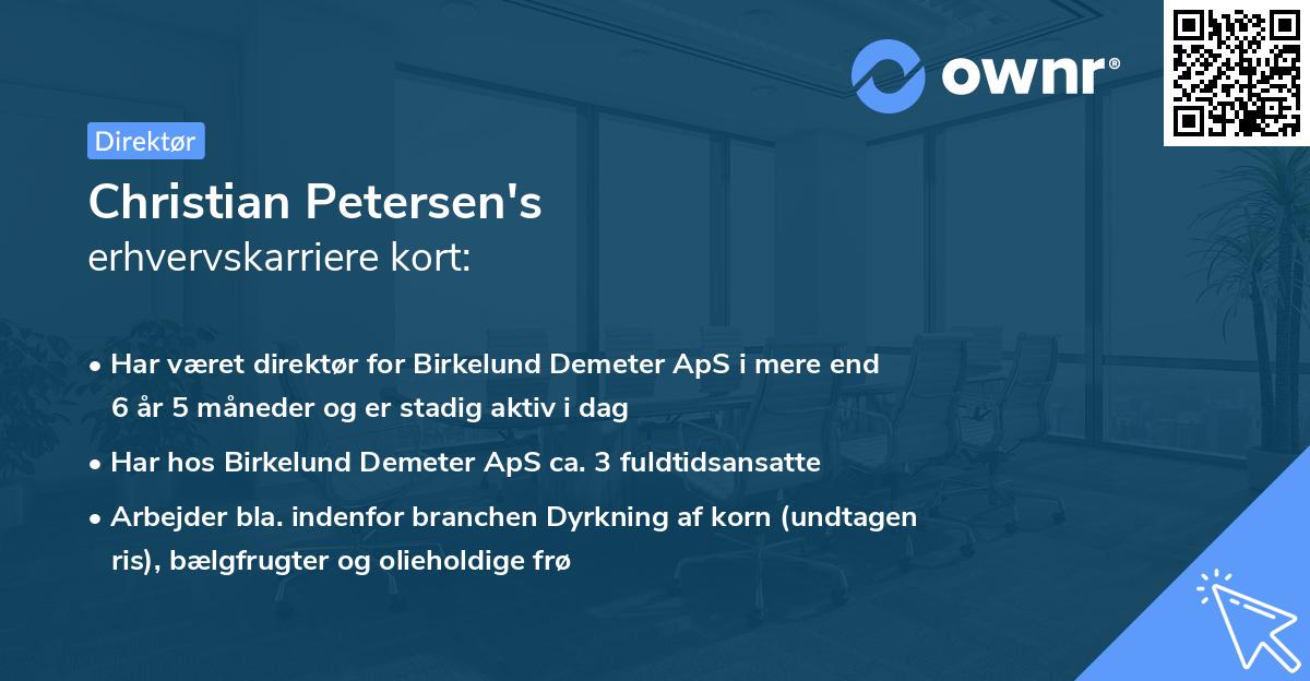 Christian Petersen's erhvervskarriere kort