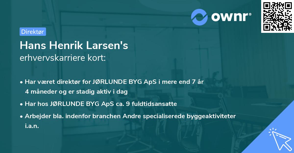 Hans Henrik Larsen's erhvervskarriere kort