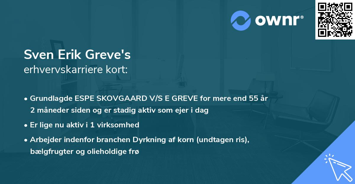 Sven Erik Greve's erhvervskarriere kort
