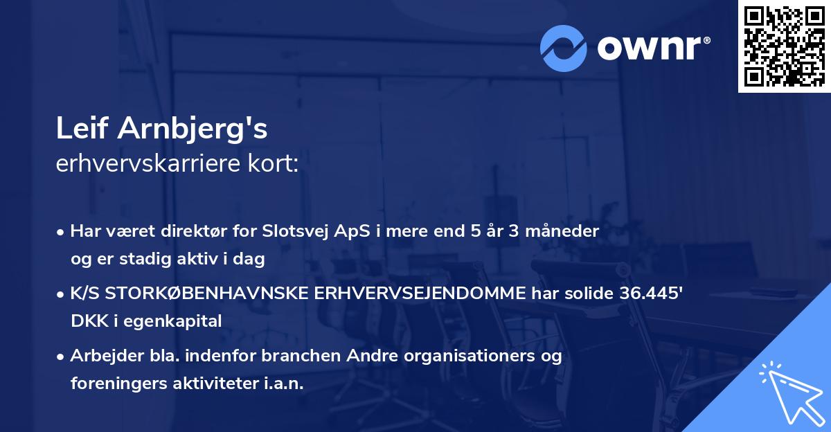 Leif Arnbjerg's erhvervskarriere kort