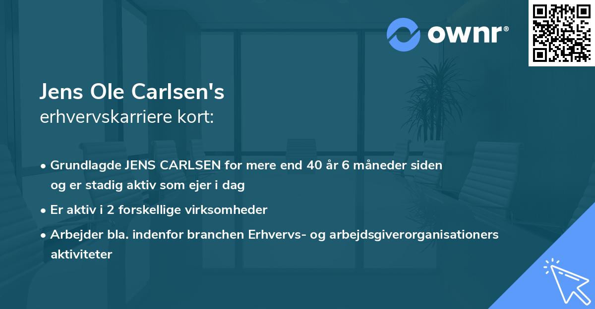 Jens Ole Carlsen's erhvervskarriere kort