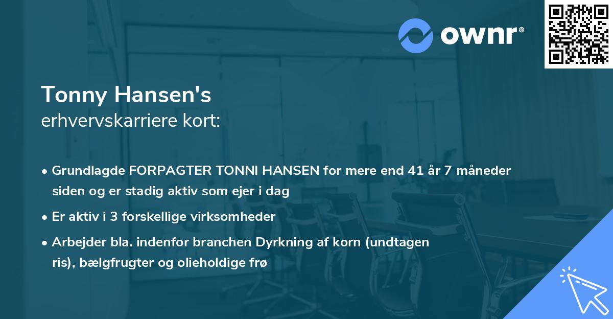 Tonny Hansen's erhvervskarriere kort