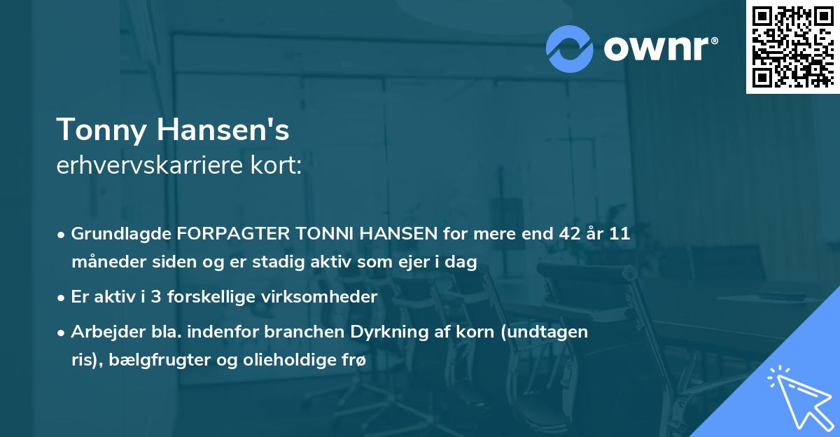Tonny Hansen's erhvervskarriere kort