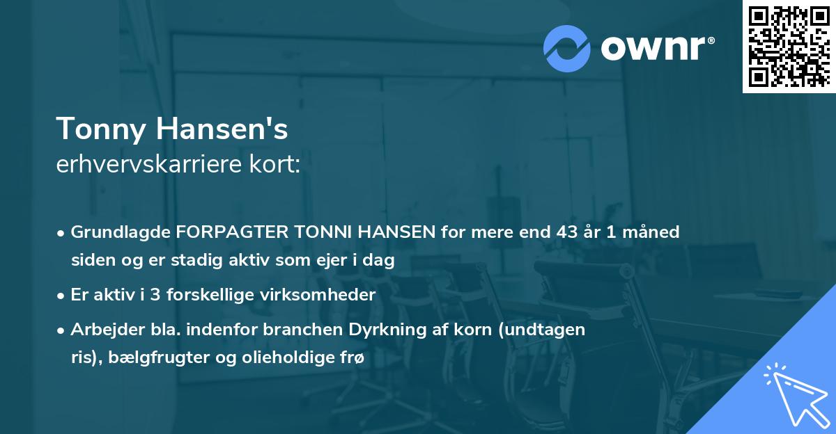 Tonny Hansen's erhvervskarriere kort