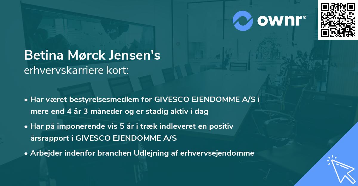 Betina Mørck Jensen's erhvervskarriere kort