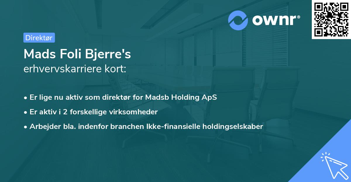 Mads Foli Bjerre's erhvervskarriere kort