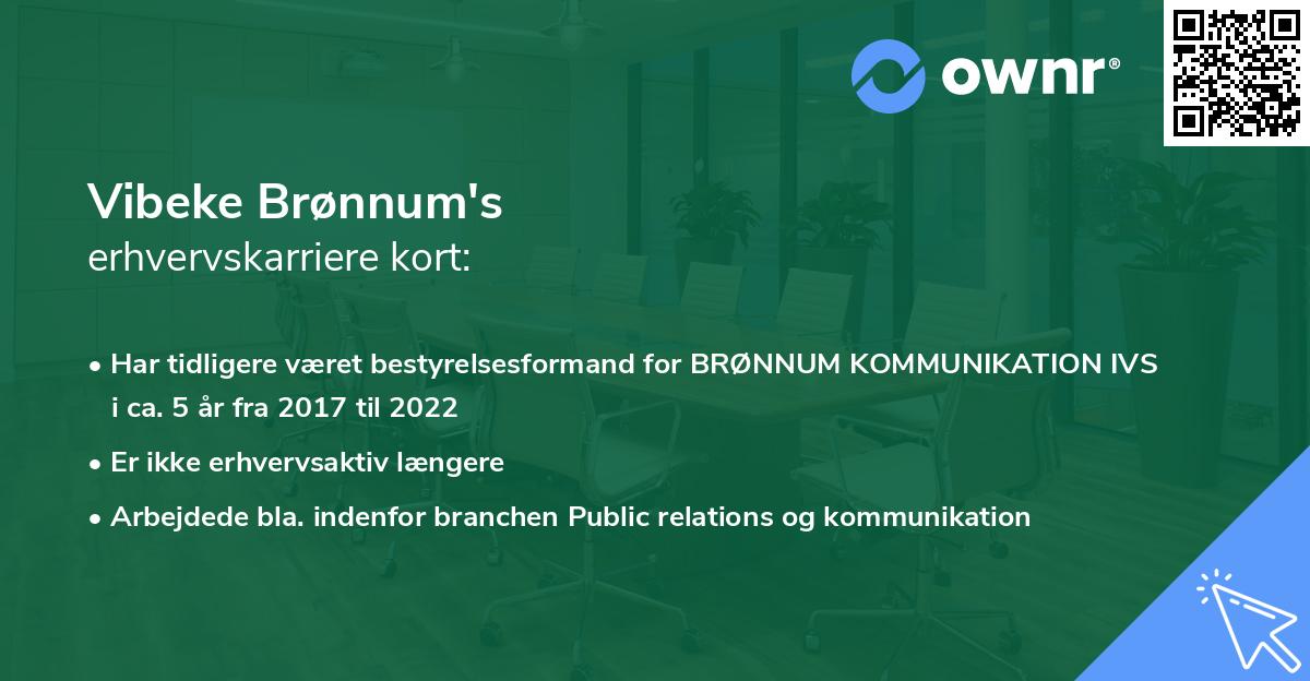 Vibeke Brønnum's erhvervskarriere kort
