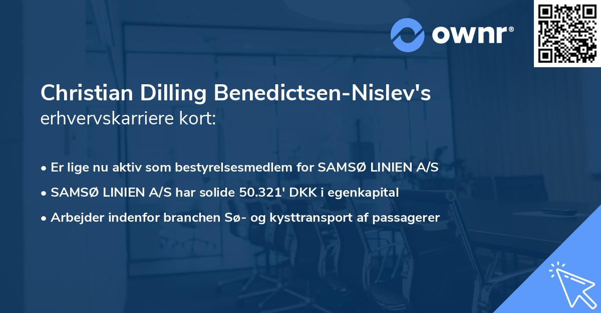 Christian Dilling Benedictsen-Nislev's erhvervskarriere kort