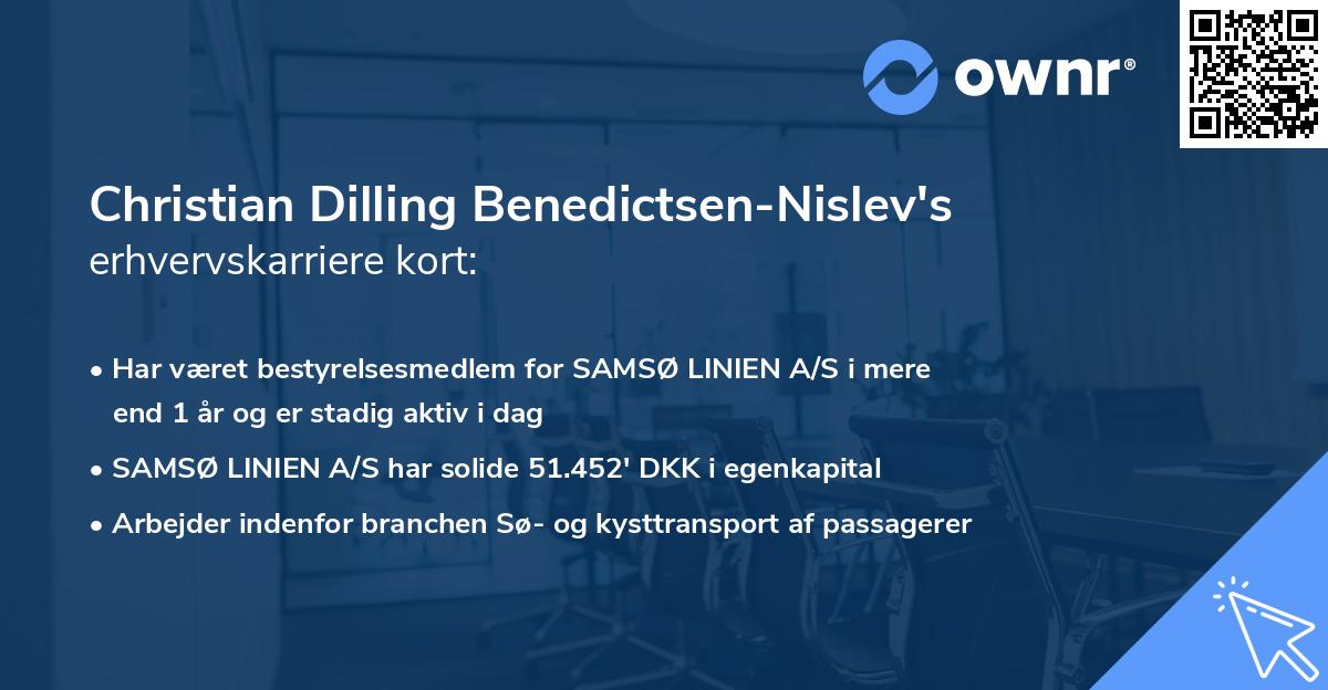 Christian Dilling Benedictsen-Nislev's erhvervskarriere kort