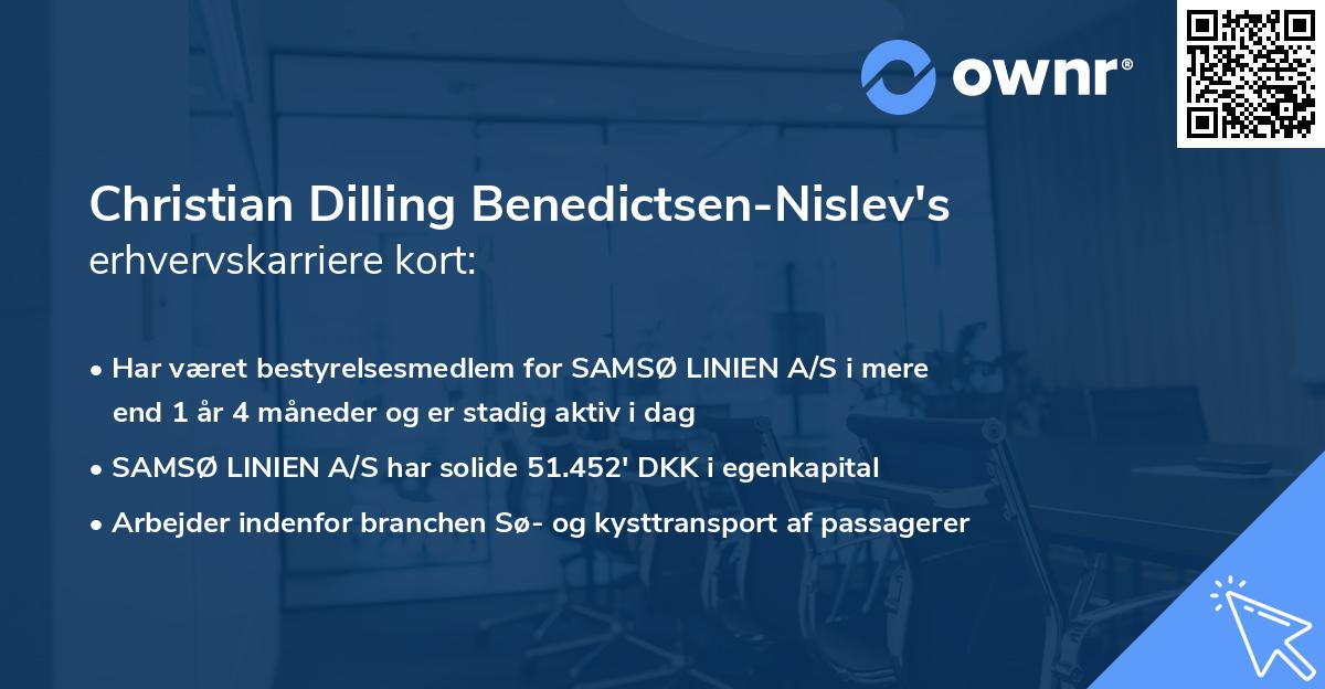 Christian Dilling Benedictsen-Nislev's erhvervskarriere kort