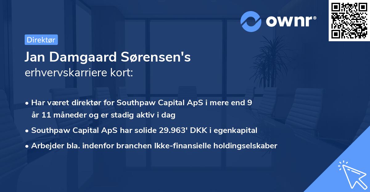 Jan Damgaard Sørensen's erhvervskarriere kort