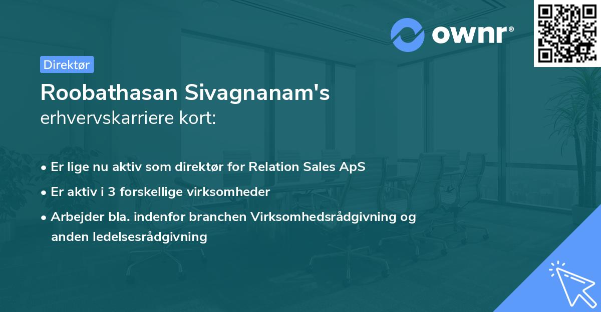 Roobathasan Sivagnanam's erhvervskarriere kort