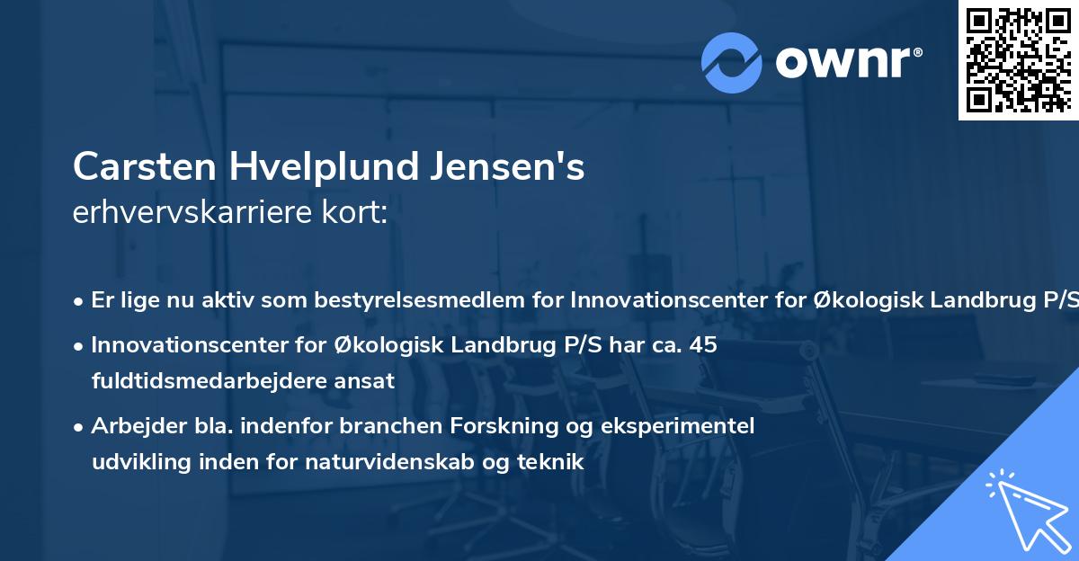 Carsten Hvelplund Jensen's erhvervskarriere kort