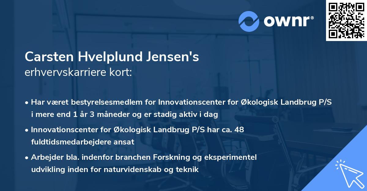 Carsten Hvelplund Jensen's erhvervskarriere kort