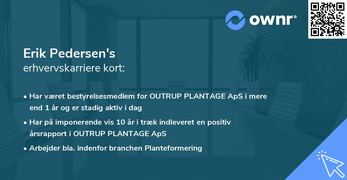 Erik Pedersen's erhvervskarriere kort