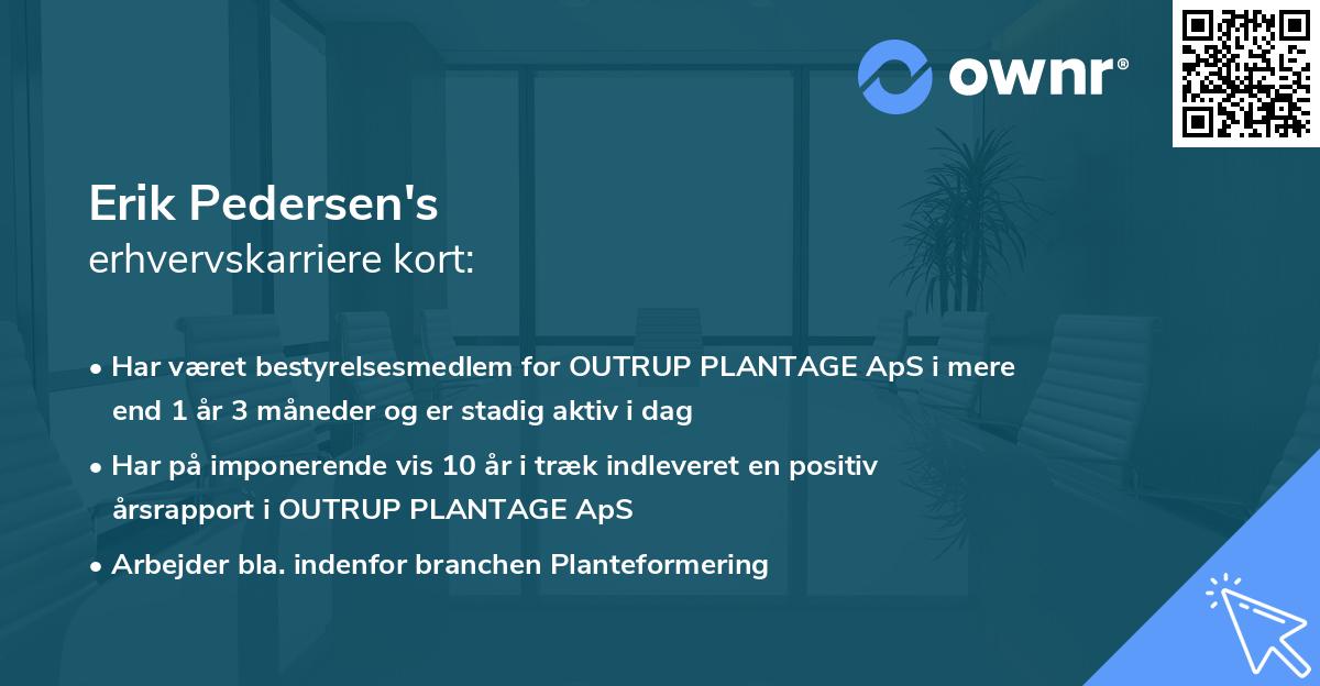 Erik Pedersen's erhvervskarriere kort
