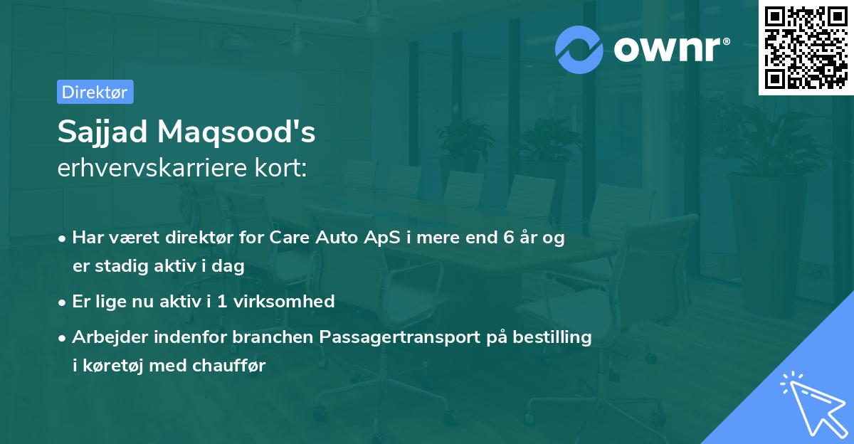 Sajjad Maqsood's erhvervskarriere kort