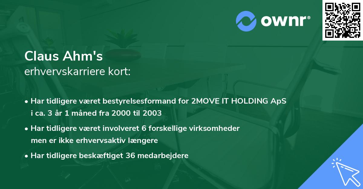 Claus Ahm's erhvervskarriere kort