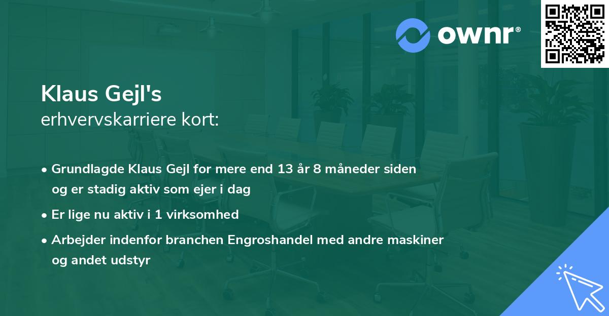 Klaus Gejl's erhvervskarriere kort
