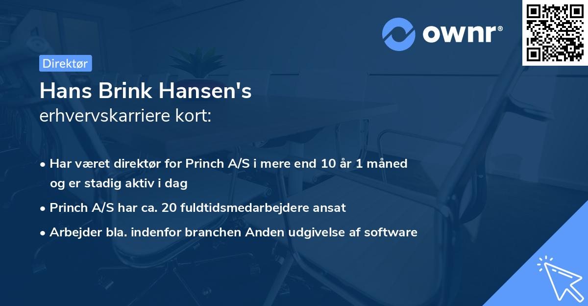 Hans Brink Hansen's erhvervskarriere kort