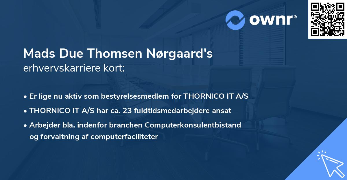 Mads Due Thomsen Nørgaard's erhvervskarriere kort