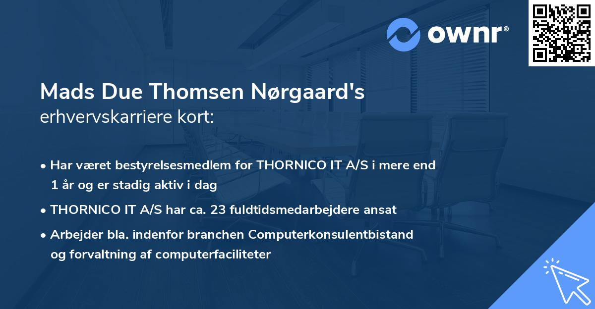 Mads Due Thomsen Nørgaard's erhvervskarriere kort