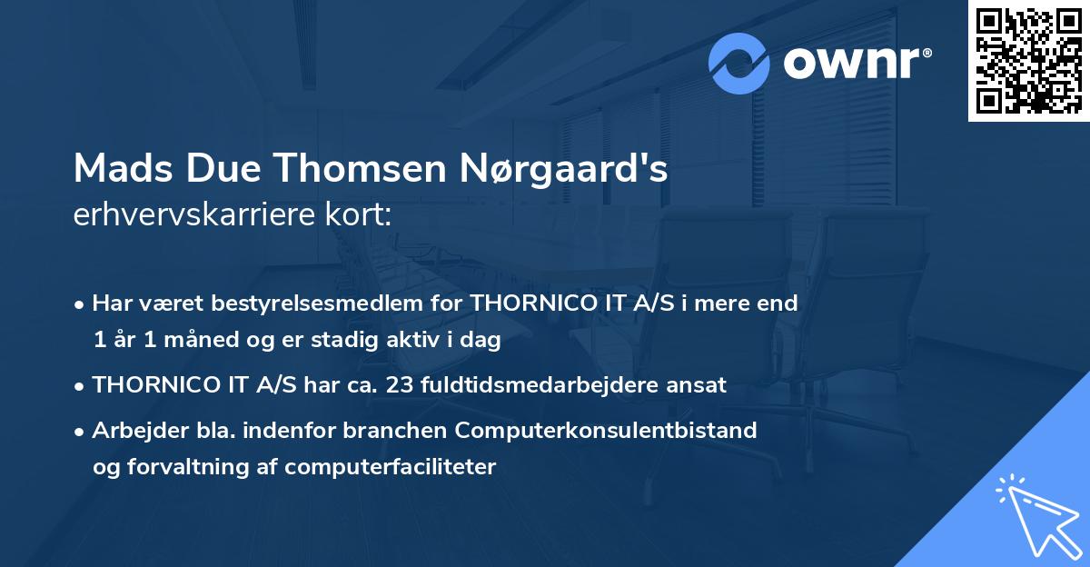 Mads Due Thomsen Nørgaard's erhvervskarriere kort