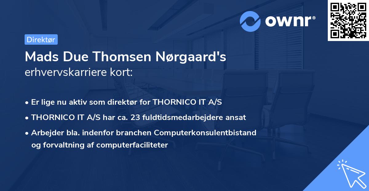 Mads Due Thomsen Nørgaard's erhvervskarriere kort